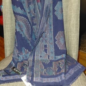 I-N-C Women's Blue and Purple Patterned Scarf